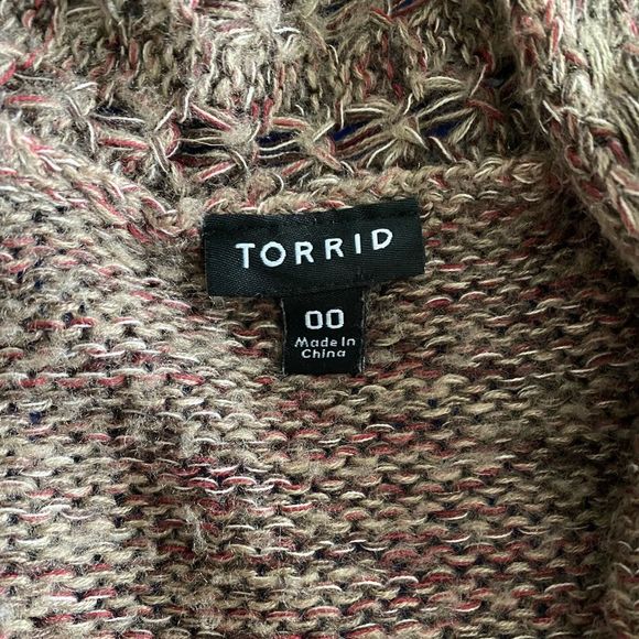 Torrid Open Cable Knit Cardigan Long Line Mid-length Sweater Brown Marled 00 - Picture 8 of 10